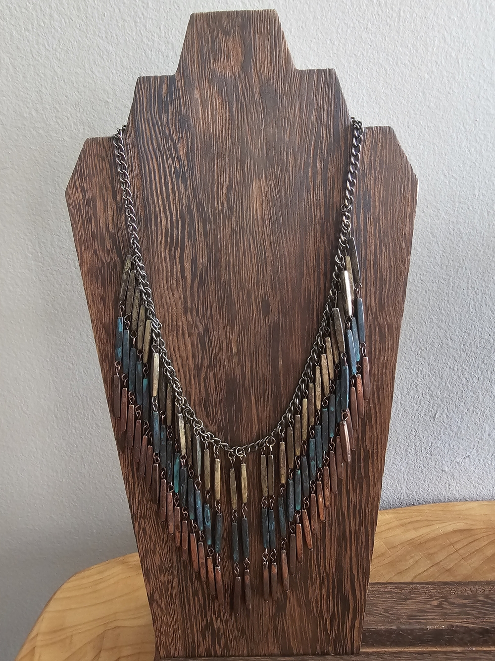 Bohemian Multi-Tone Fringe Statement Necklace - Picture 2 of 5
